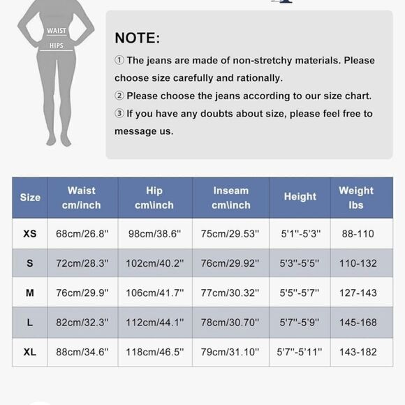 NWT HDLTE Women Wide Leg Jeans High Waist Baggy Jeans Loose Boyfriend Jean XL - Picture 8 of 8